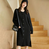 Women's Thickened Lapel Knitted Sweater Loose Mid-Length Jacket